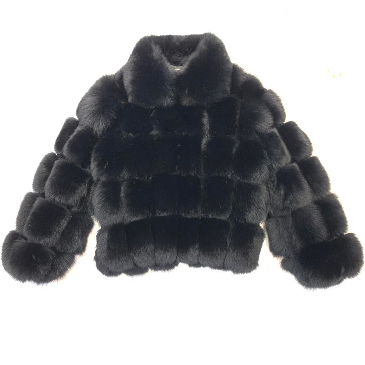 Kashani Men's Black Fluffy Spliced Fox Fur Bomber Coat - Dudes Boutique