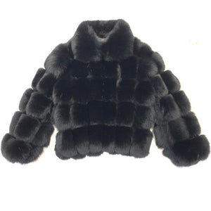 Kashani Men's Black Fluffy Spliced Fox Fur Bomber Coat - Dudes Boutique