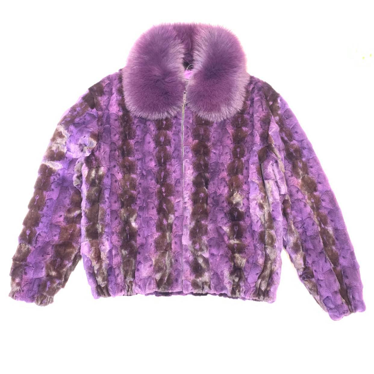 Kashani Men's Purple Diamond Cut Mink Fur Coat - Dudes Boutique