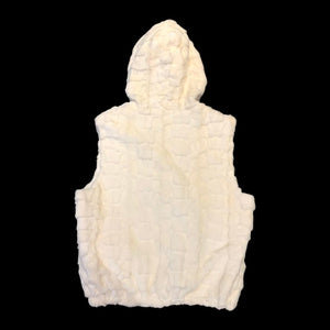 Kashani White Diamond Cut Mink Fur Hooded Vest - Dudes Boutique
