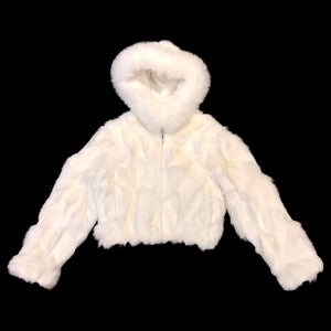 Kashani Ladies White Hooded Fox Fur Coat - Dudes Boutique
