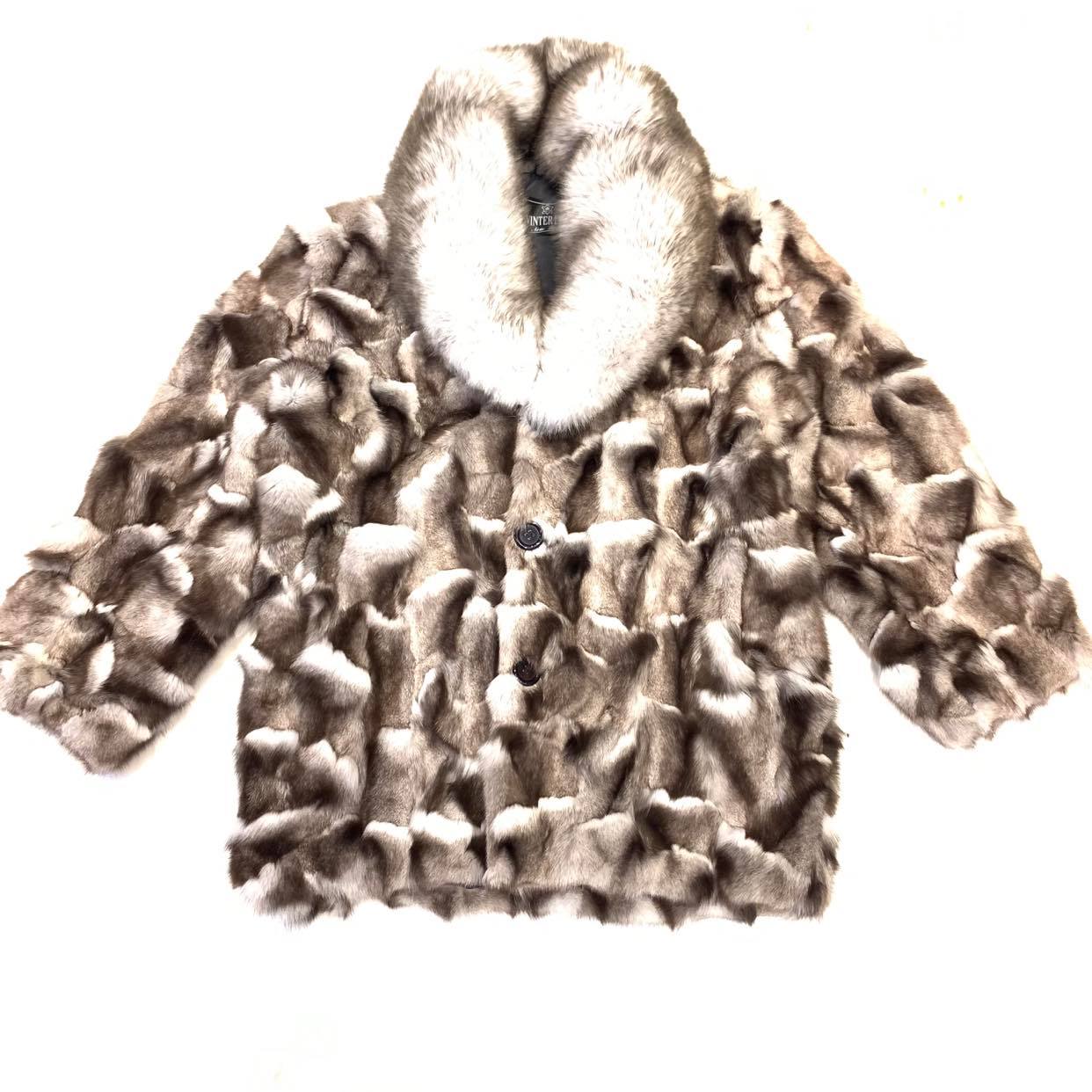 Kashani Men's Silver Fox Diamond Cut Trench Fur Coat - Dudes Boutique