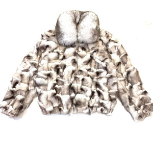 Kashani Men's Diamond Cut Natural Blue Fox Fur Coat - Dudes Boutique