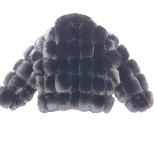 Kashani Men's Black Fluffy Spliced Fox Fur Bomber Coat - Dudes Boutique