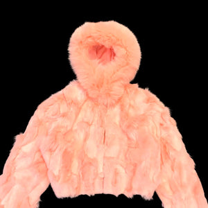 Kashani Ladies Pink Hooded Fox Fur Coat - Dudes Boutique