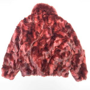 Kashani Men's Wine Diamond Cut Fox Fur Coat - Dudes Boutique