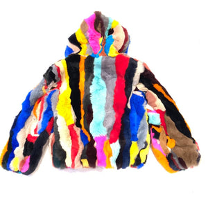 Kashani Kids Multi-Color Hooded Mink Fur Coat - Dudes Boutique