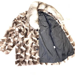 Kashani Men's Silver Fox Diamond Cut Trench Fur Coat - Dudes Boutique