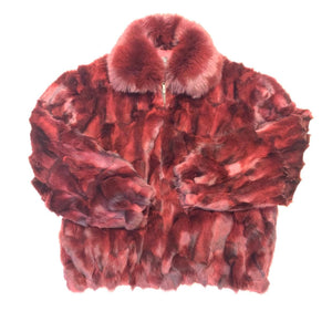 Kashani Men's Wine Diamond Cut Fox Fur Coat - Dudes Boutique