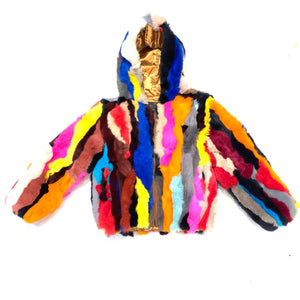Kashani Kids Multi-Color Hooded Mink Fur Coat - Dudes Boutique