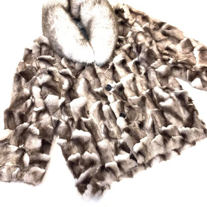 Kashani Men's Silver Fox Diamond Cut Trench Fur Coat - Dudes Boutique