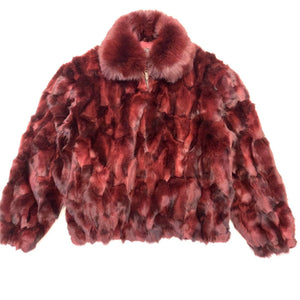 Kashani Men's Wine Diamond Cut Fox Fur Coat - Dudes Boutique