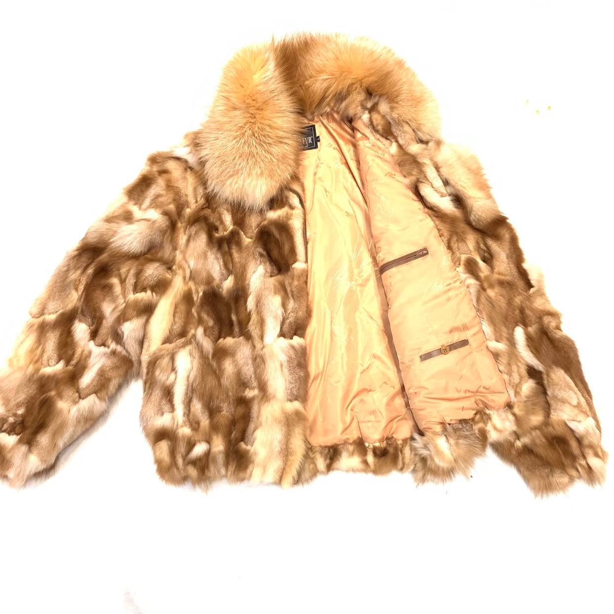 Kashani Men's Red Fox Diamond Cut Fur Coat - Dudes Boutique