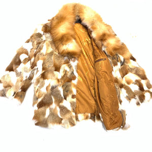 Kashani Men's Red Fox Diamond Cut Trench Fur Coat - Dudes Boutique