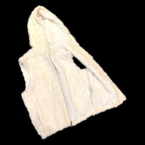 Kashani White Diamond Cut Mink Fur Hooded Vest - Dudes Boutique
