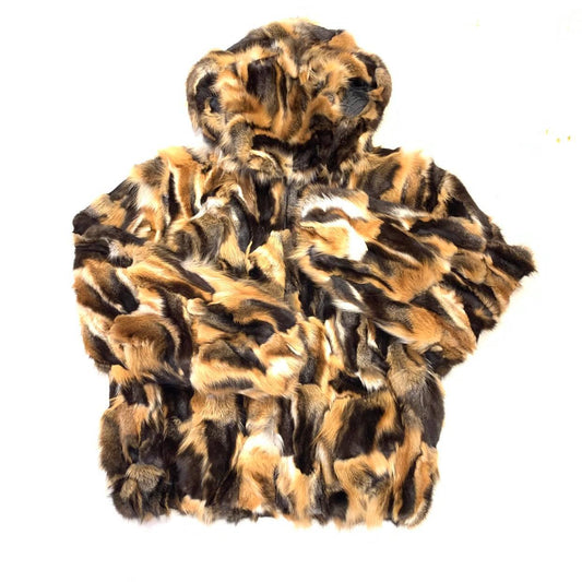 Kashani Men's Two Tone Brown Hooded Fox Fur Coat - Dudes Boutique