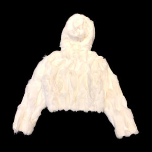 Kashani Ladies White Hooded Fox Fur Coat - Dudes Boutique