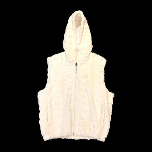 Kashani White Diamond Cut Mink Fur Hooded Vest - Dudes Boutique