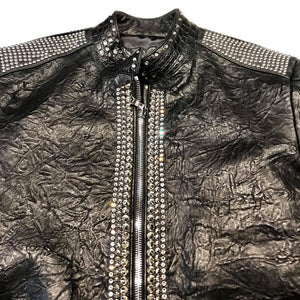 Kashani Alligator Studded Swarovski Lambskin Bomber Jacket - Dudes Boutique