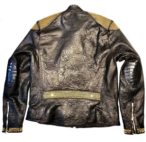 Kashani Alligator Studded Swarovski Lambskin Bomber Jacket - Dudes Boutique