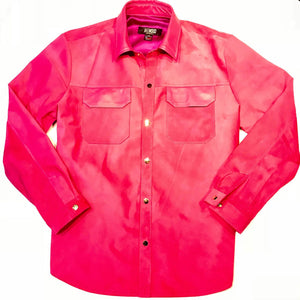Kashani Pink Suede Button Up Shirt - Dudes Boutique
