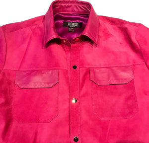 Kashani Pink Suede Button Up Shirt - Dudes Boutique