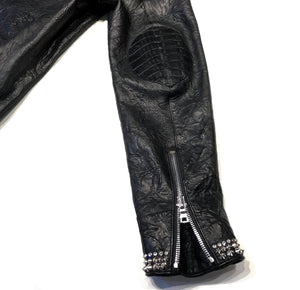 Kashani Alligator Studded Swarovski Lambskin Bomber Jacket - Dudes Boutique