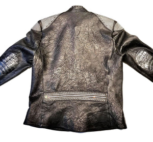 Kashani Alligator Studded Swarovski Lambskin Bomber Jacket - Dudes Boutique