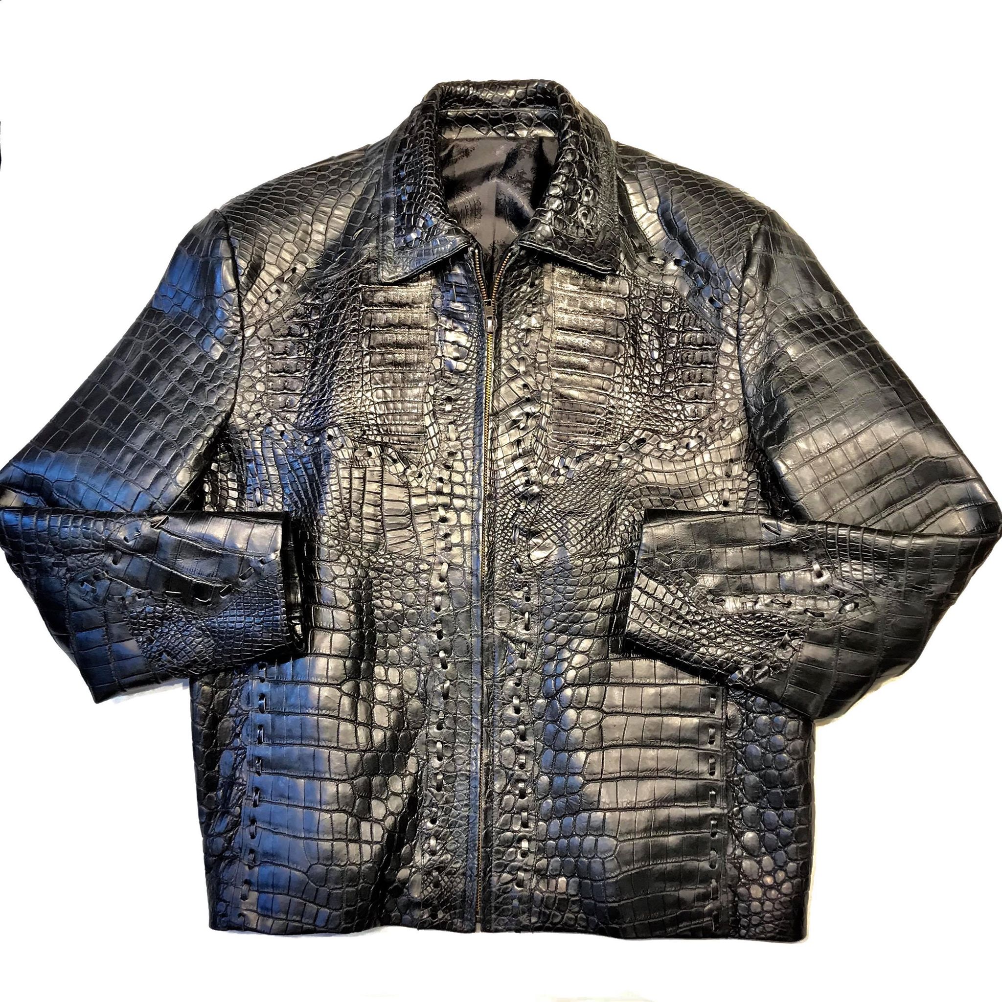 Kashani Black Full All Over Alligator Jacket - Dudes Boutique