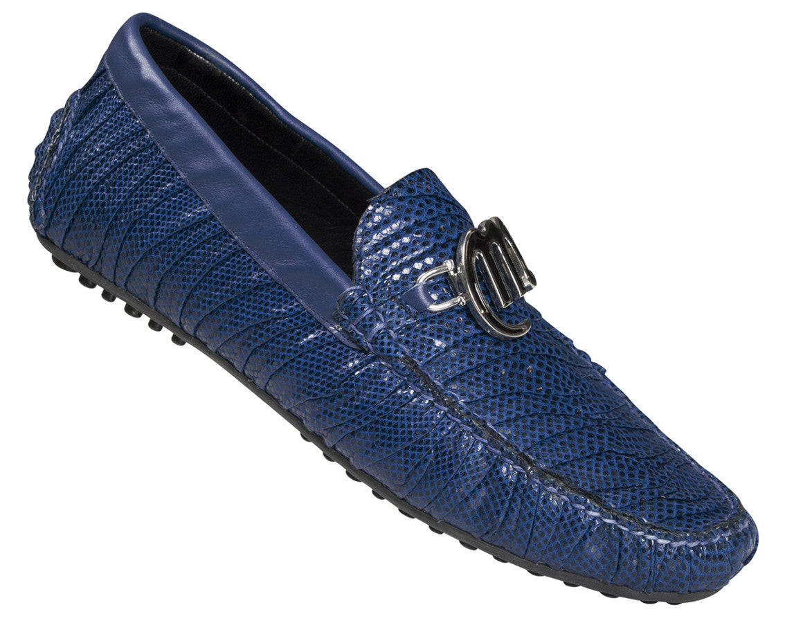 Mauri - "3165/1" Electric Blue Karung Plisse/Nappa Loafer - Dudes Boutique
