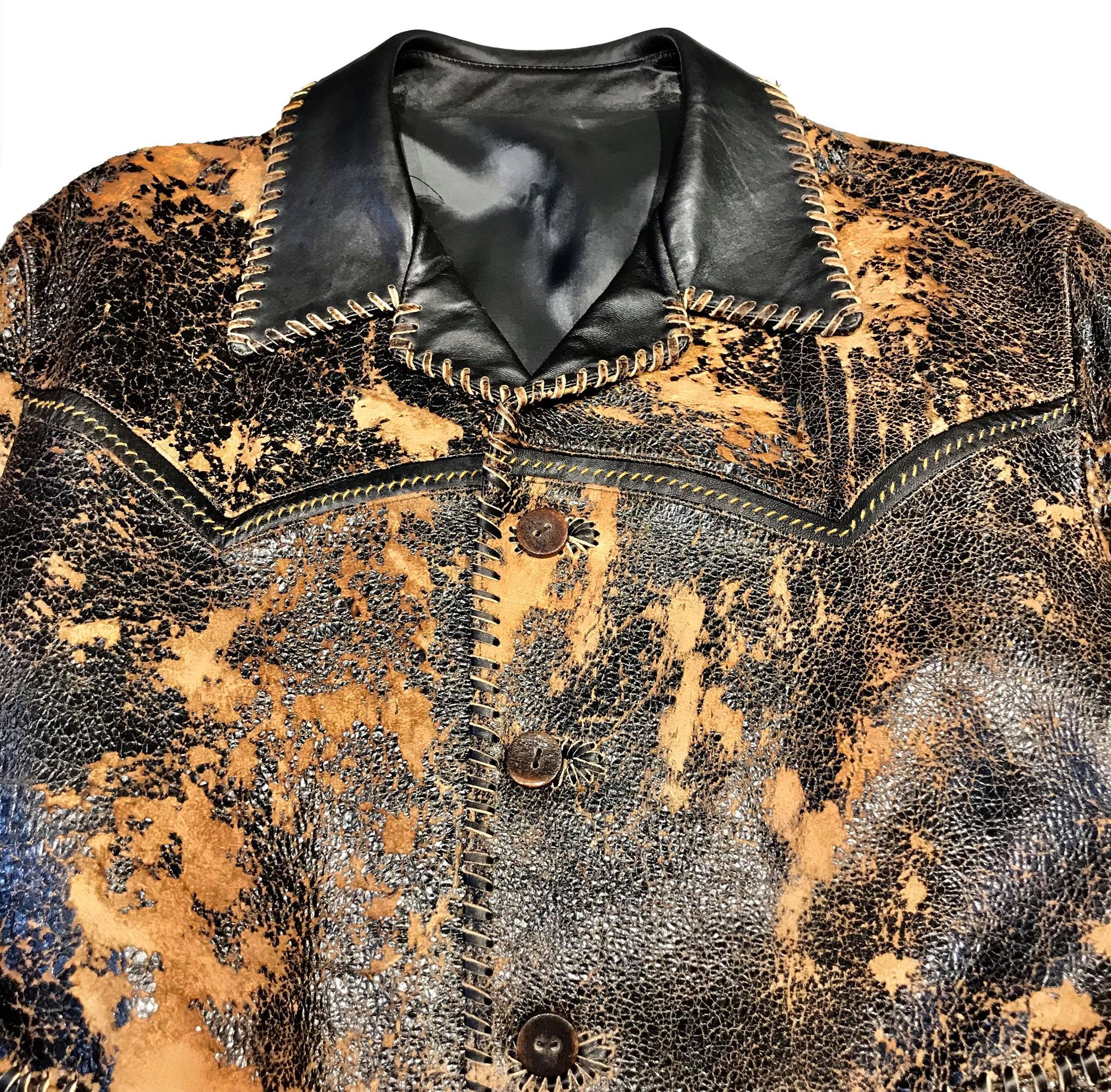 Kashani Crackle James Dean Jungle Leather Coat - Dudes Boutique