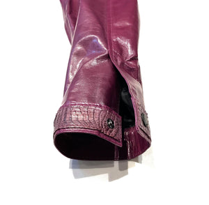 Kashani Wine Waxed Crocodile Lambskin Button Up Shirt - Dudes Boutique