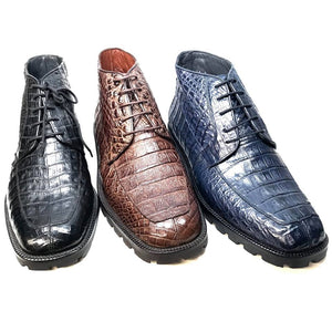 Los Altos All-Over Crocodile Belly Lace Up Ankle Boots - Dudes Boutique