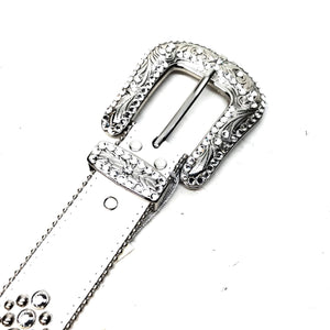 b.b. Simon 'White Magic' Studded Crystal Belt - Dudes Boutique