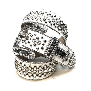 b.b. Simon 'White Magic' Studded Crystal Belt - Dudes Boutique