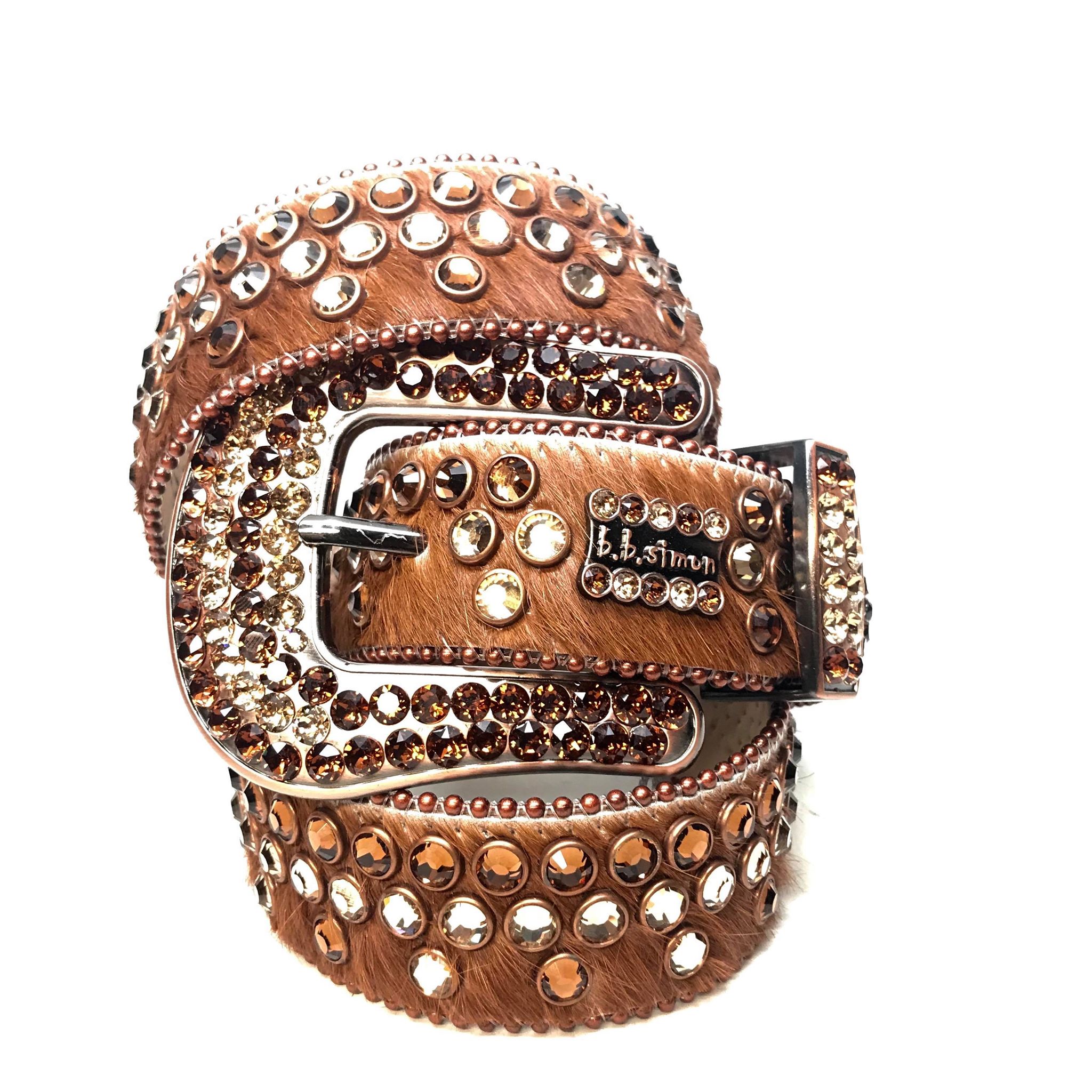 b.b. Simon 'Chocolate Triple Row' Crystal Belt - Dudes Boutique