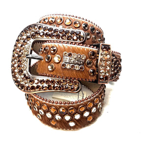 b.b. Simon 'Chocolate Triple Row' Crystal Belt - Dudes Boutique