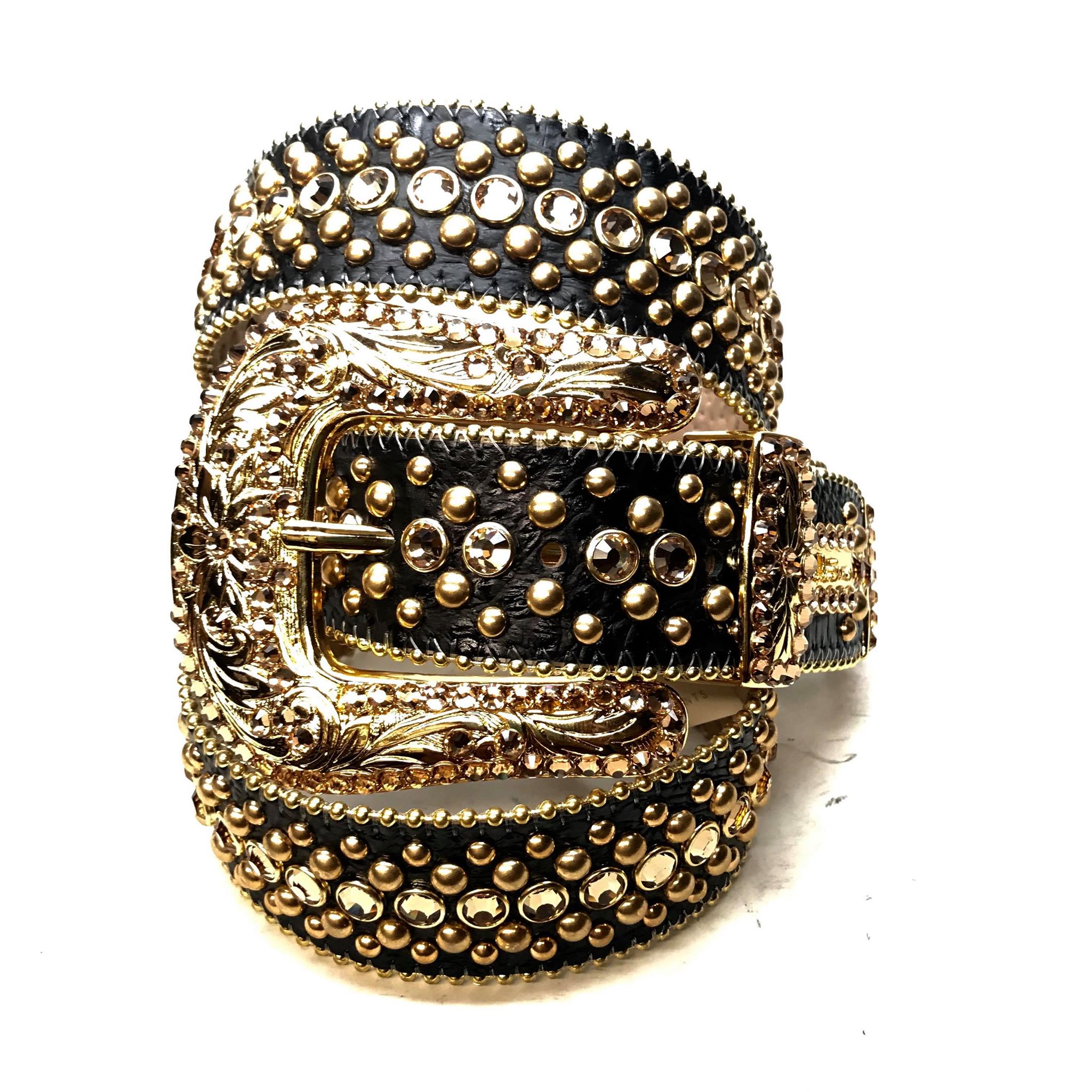 b.b. Simon 'ORO Negro' Studded Crystal Belt - Dudes Boutique