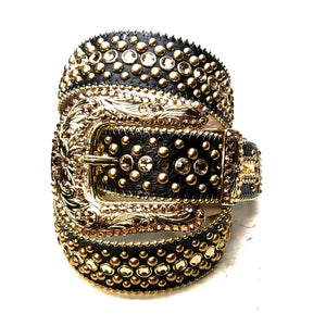b.b. Simon 'ORO Negro' Studded Crystal Belt - Dudes Boutique