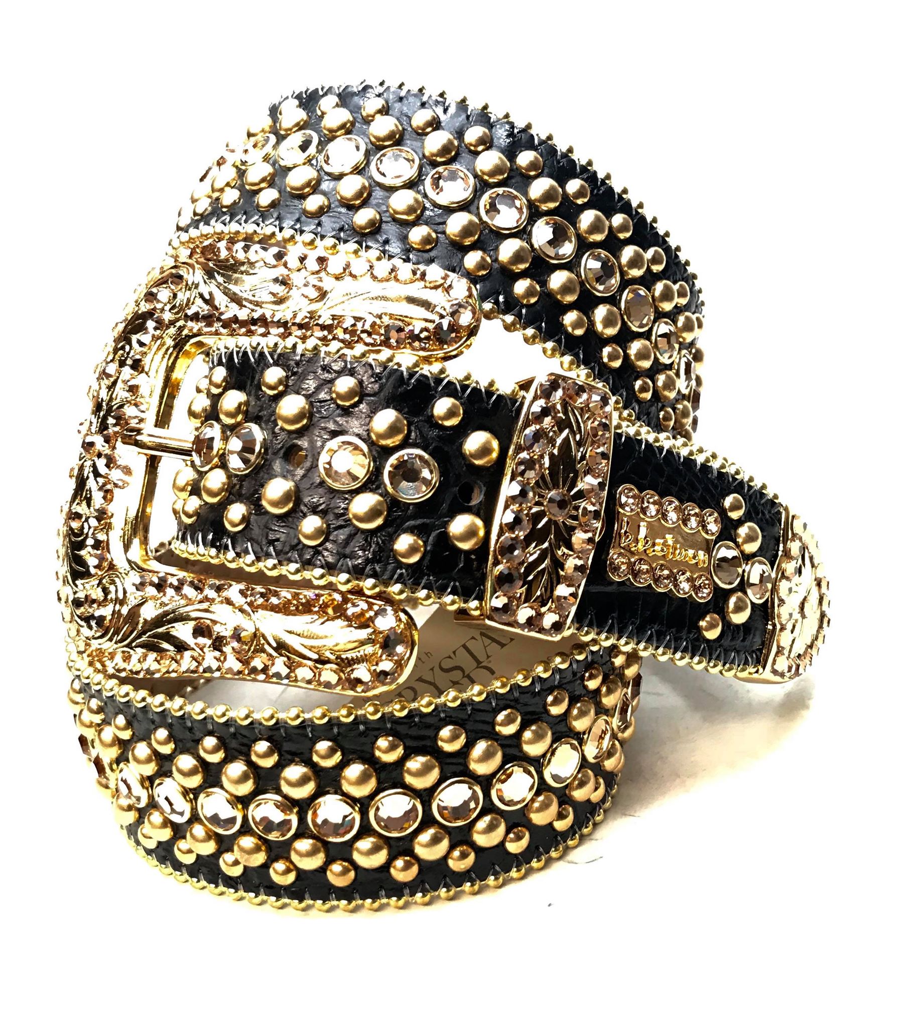 b.b. Simon 'ORO Negro' Studded Crystal Belt - Dudes Boutique
