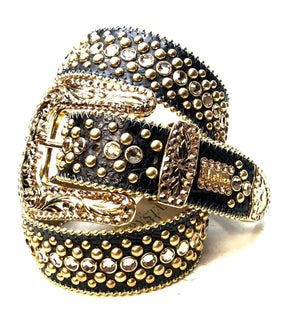 b.b. Simon 'ORO Negro' Studded Crystal Belt - Dudes Boutique