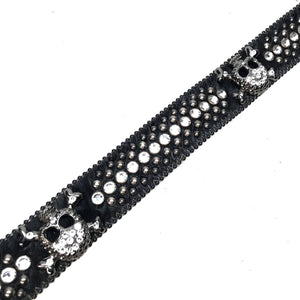 b.b. Simon 'Black Skull' Pony Fully Loaded Crystal Belt - Dudes Boutique