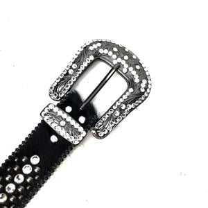b.b. Simon 'Black Skull' Pony Fully Loaded Crystal Belt - Dudes Boutique