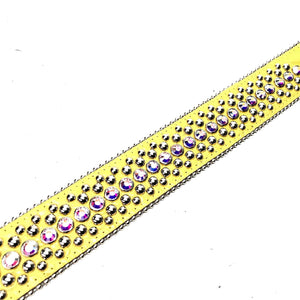 b.b. Simon 'Yellow Croc' Fully Loaded Iridescent Crystal Belt - Dudes Boutique