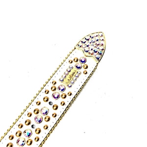 b.b. Simon 'White Gold' Full Iridescent Crystal Belt - Dudes Boutique