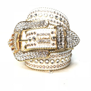 b.b. Simon 'White Gold Crown' Fully Loaded Crystal Belt - Dudes Boutique