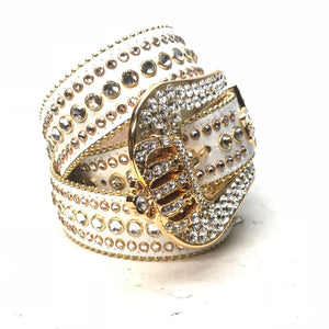 b.b. Simon 'White Gold Crown' Fully Loaded Crystal Belt - Dudes Boutique