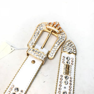 b.b. Simon 'White Gold Crown' Fully Loaded Crystal Belt - Dudes Boutique