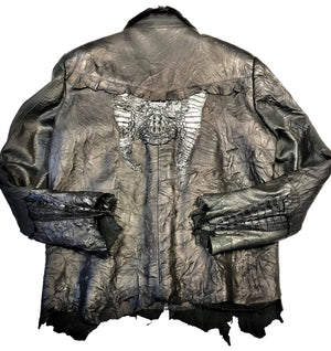 Kashani LUX Jet Black Raw Cut Alligator Lambskin Bomber Jacket - Dudes Boutique