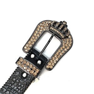 b.b. Simon Black Gold Crown Crystal Belt - Dudes Boutique